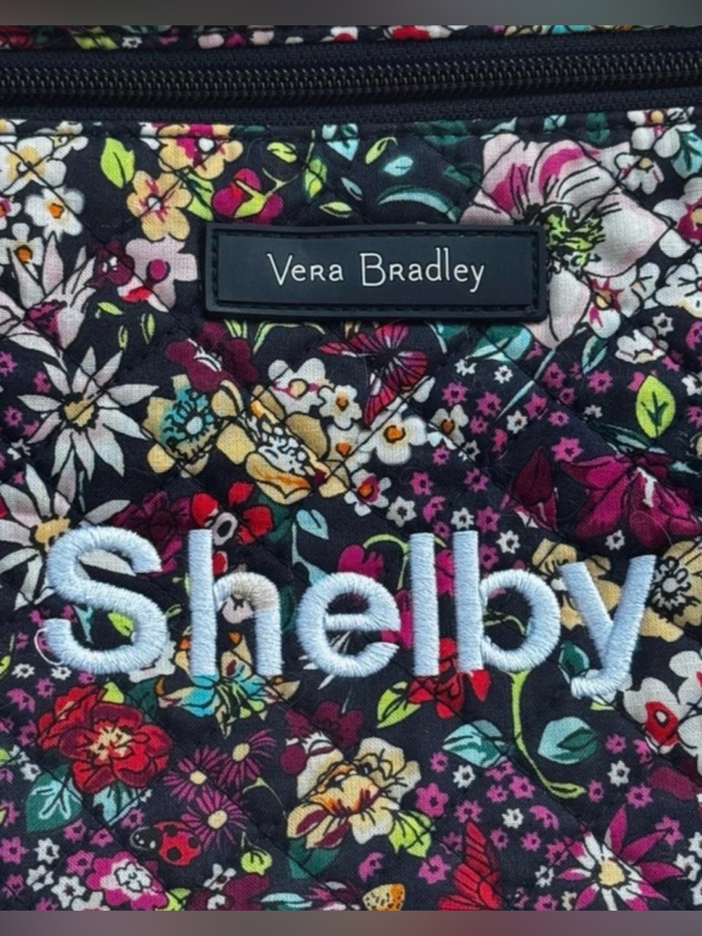 Vera Bradley Navy Multi Floral Quilted Backpack (Previously Embroidered With) - Picture 3 of 5